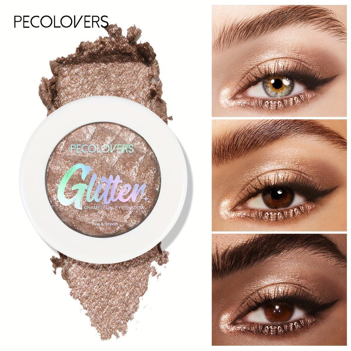 Women Sparkling Metallic Eyeshadow Nude to Gold Shimmer Glitter