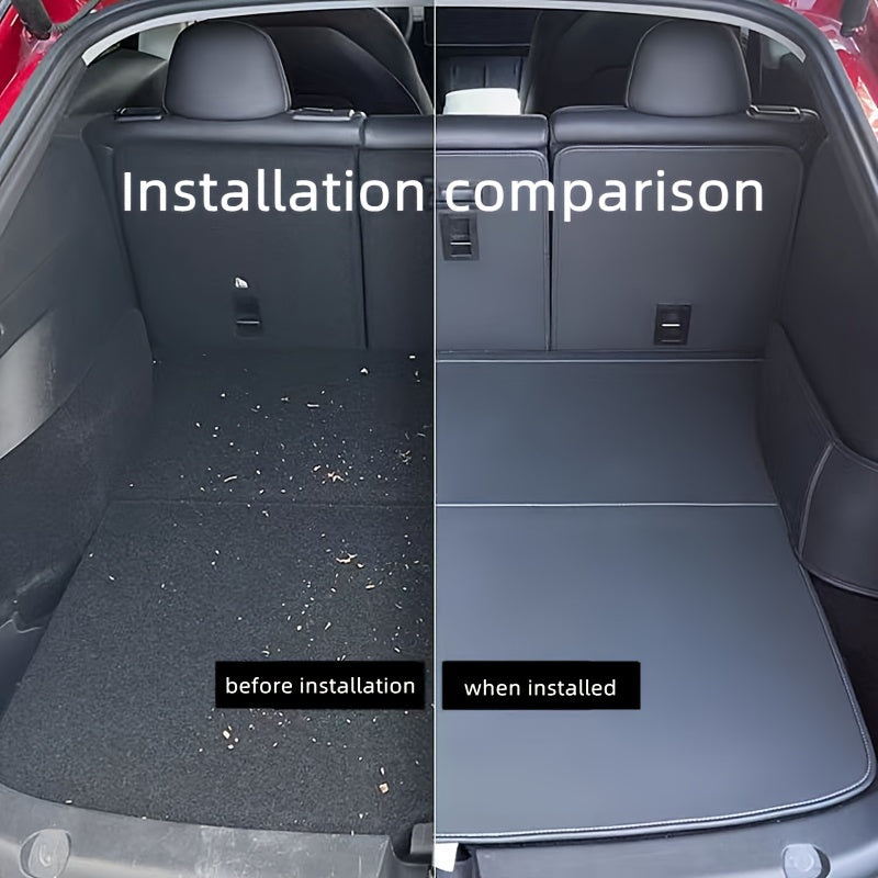 Universal PU Leather Trunk Mat for Tesla Model Y 2017-2024 Durable Odorless