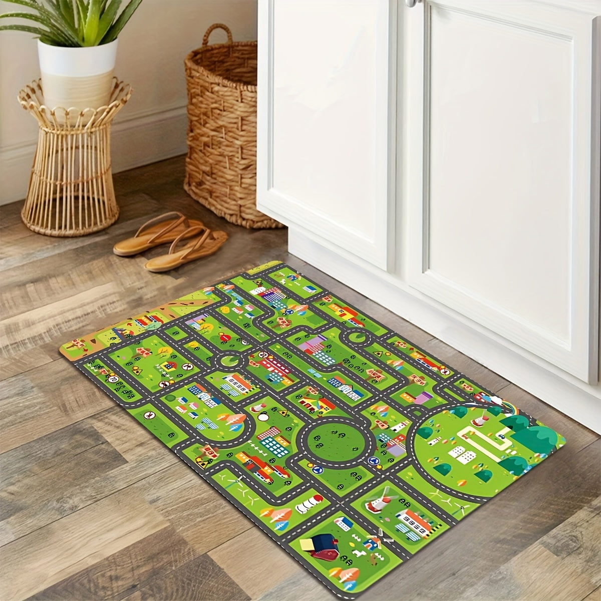 Kids Play Mat Soft Non-Slip Thick Flannel Rug for Kitchen Bathroom Living Room