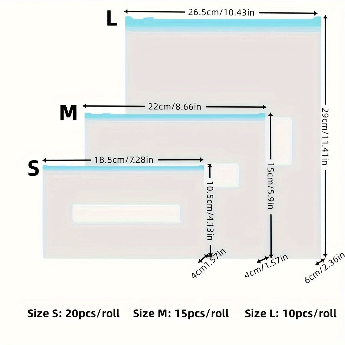 Reusable Zippered Storage Bags Set, Clear, Pantry Organizer for Fruits and Vegetables