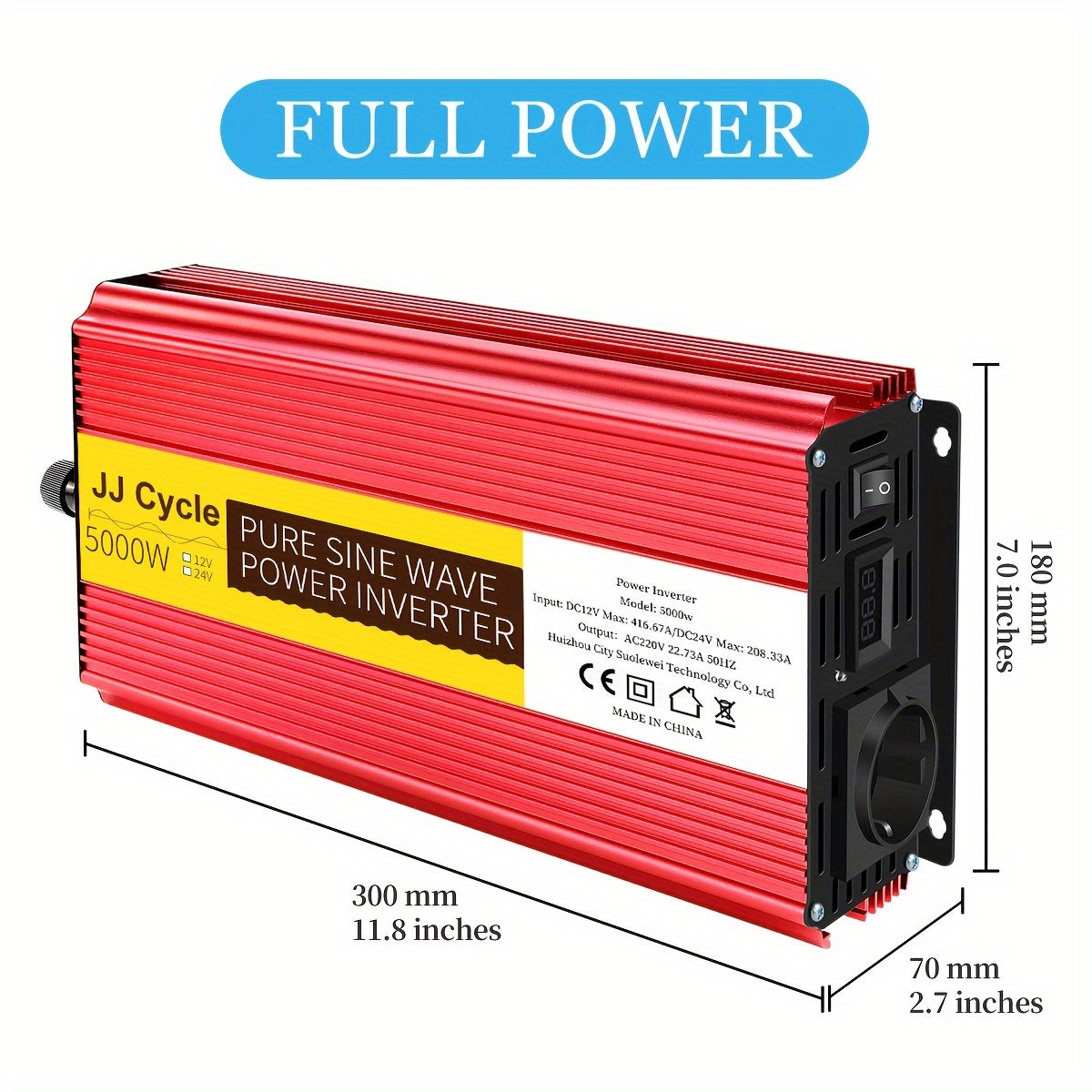 5000W/4000W чистый синусоидальный инвертор преобразует DC 12V/24V в AC 220V, 50Hz для автомобильной электроники с EU вилкой.