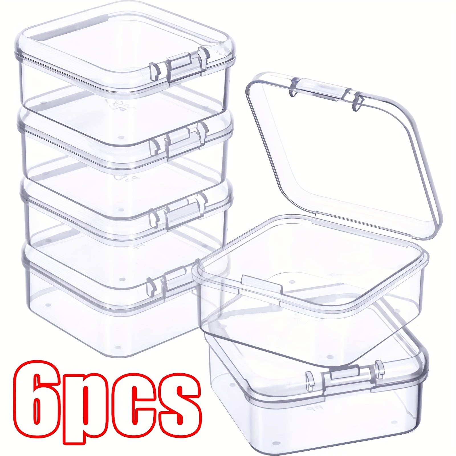 Mini Storage Boxes for Earrings and Jewelry, 6 Pack, Clear Organizer for Gifts