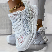 Ayollar uchun 3D Rose Lace-Up kundalik sport poyafzallari yengil, qulay oyoq kiyim
