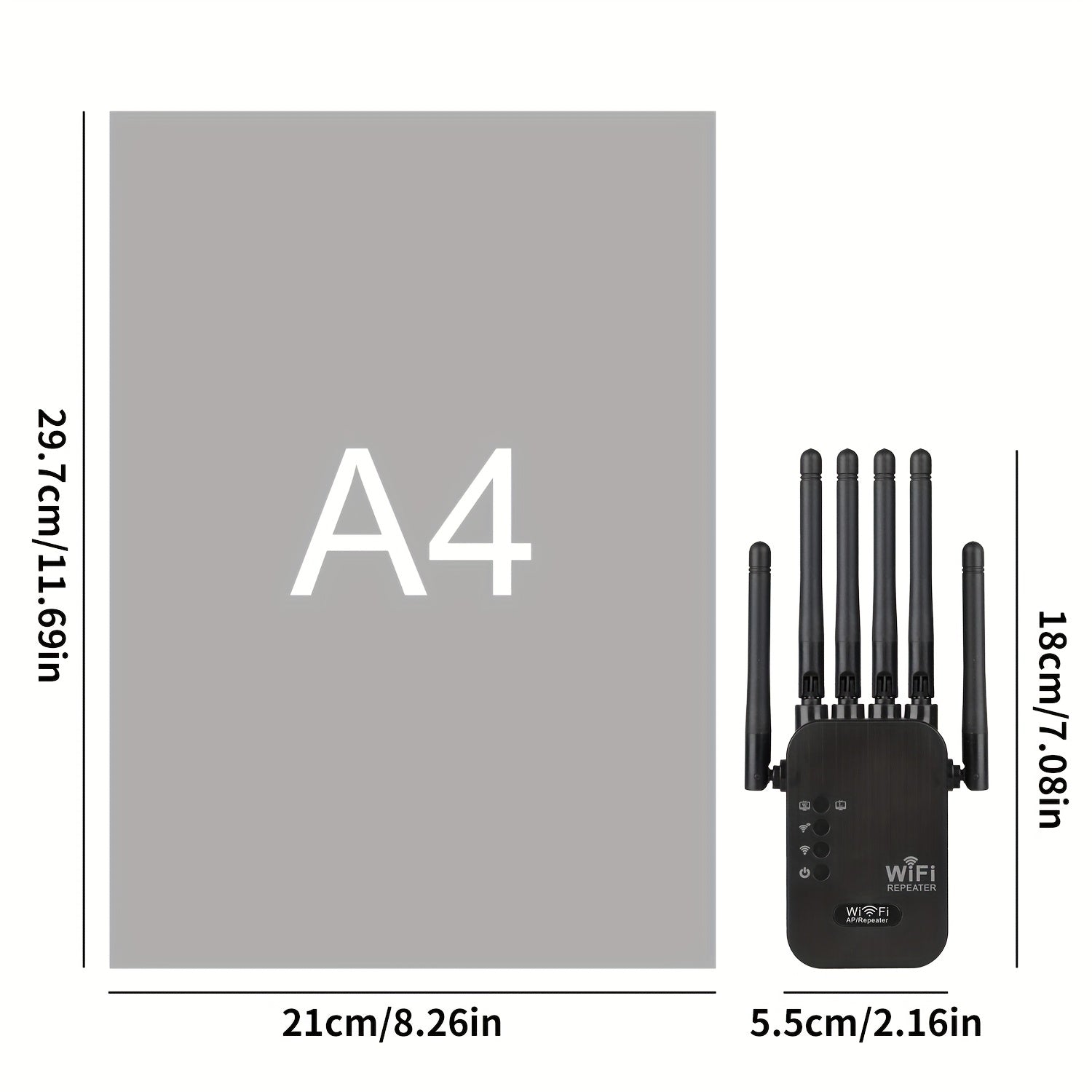 WiFi Extender Dual Band Repeater 1200Mbps with 6 Antennas Supports WiFi 6 Ethernet Long Range Coverage