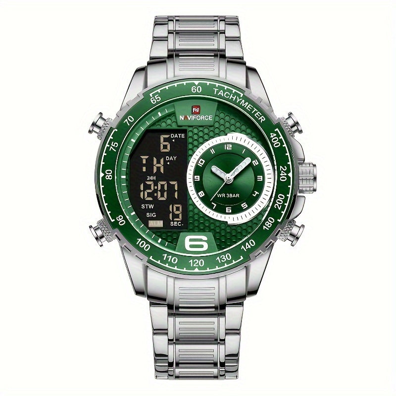 Reloj de cuarzo para hombre con correa de cuero y reloj multifunción