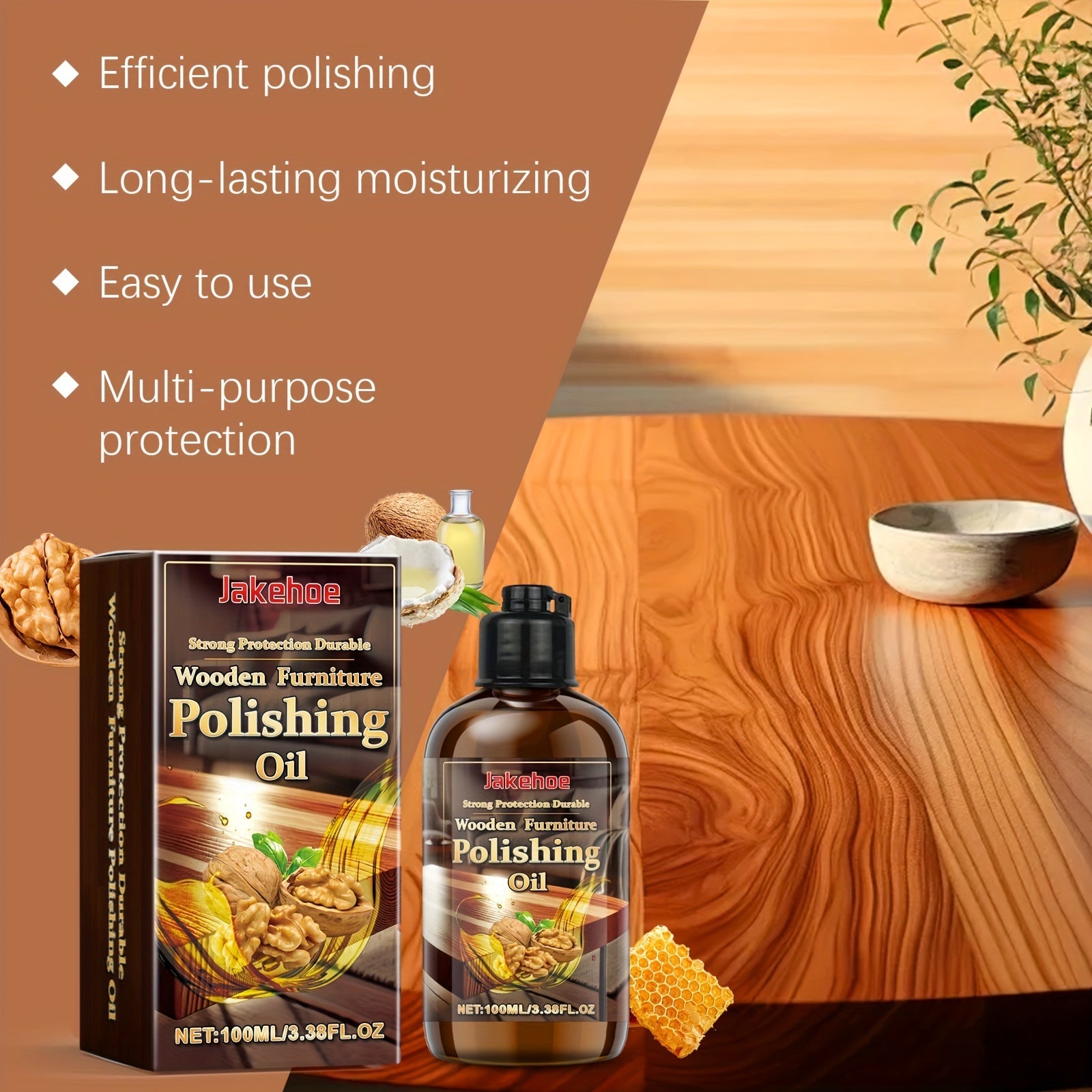 Wood Furniture Polish Oil for Shine and Protection, Suitable for Floors and Surfaces