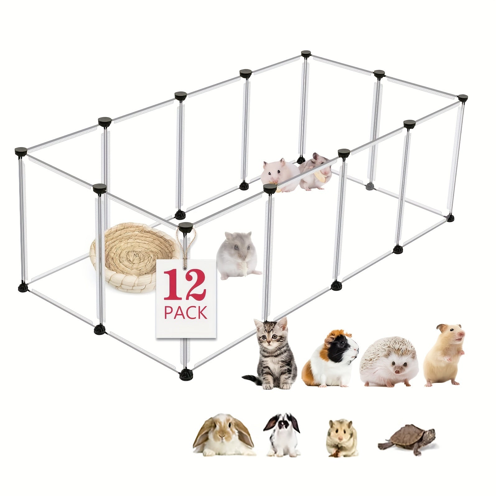 Small Pet Playpen for Rabbits and Guinea Pigs Indoor Outdoor Rust-Proof Metal Wire 35x35 cm