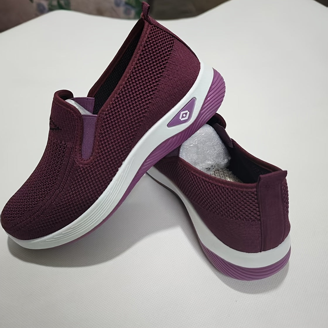 Women's Slip-On Casual Sneakers - Breathable Fabric, Rubber Sole, All-Season Black and White