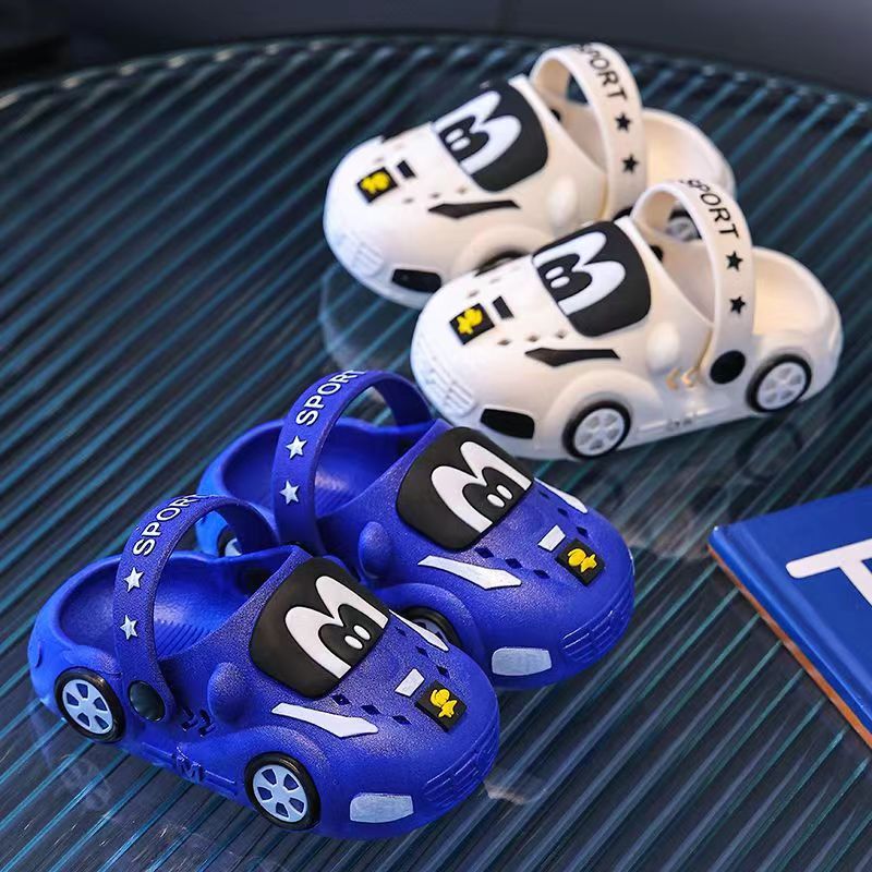Kids Cartoon Car PVC Water Shoes Slip-On Indoor Outdoor Clogs for Boys and Girls