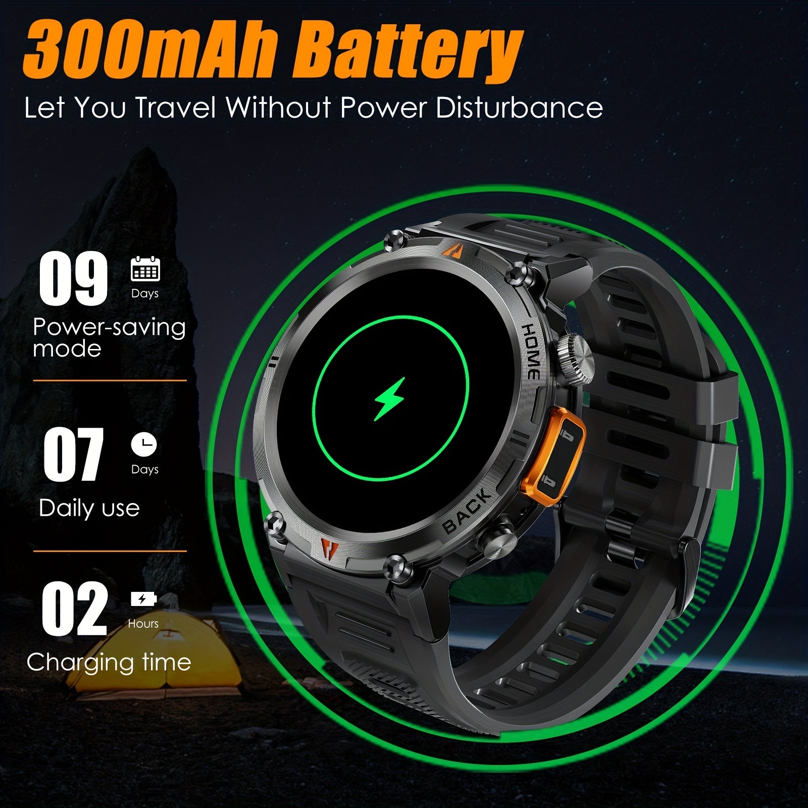 Men's Smartwatch with TFT Display Water Resistant Sports Modes Compatible with iPhone and Android