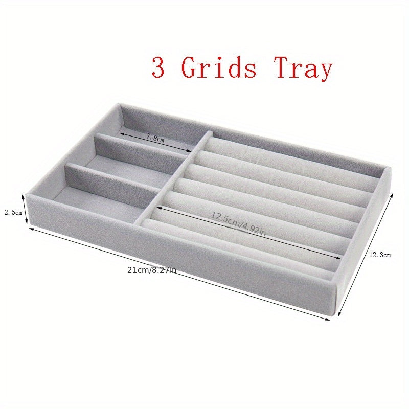 Soporte de exhibición y caja de almacenamiento apilable para joyas de terciopelo, para pendientes, anillos y collares