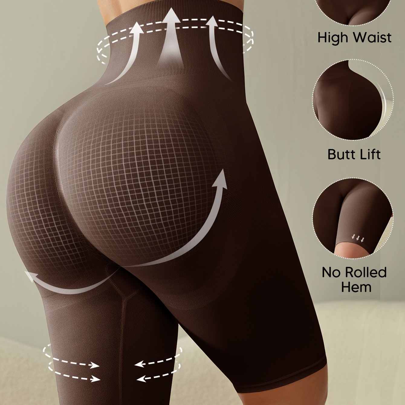 Women's High Waist Shaping Shorts Tummy Control Butt Lifter Seamless Knit Black