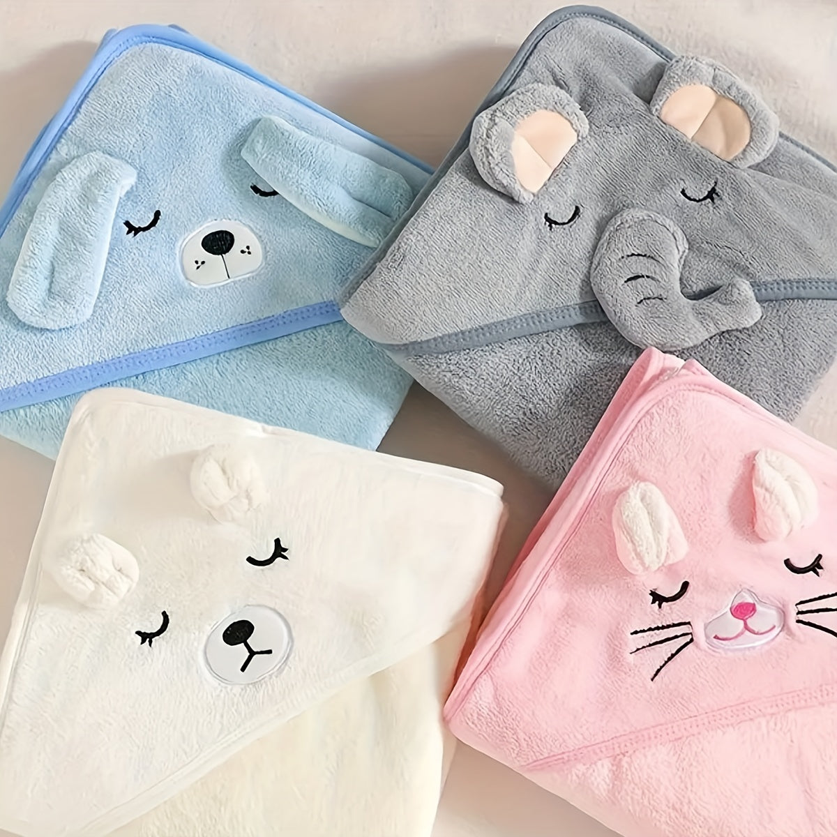 Baby Hooded Towel Soft Knit Absorbent Bath Towel for Infants 0-3 Years