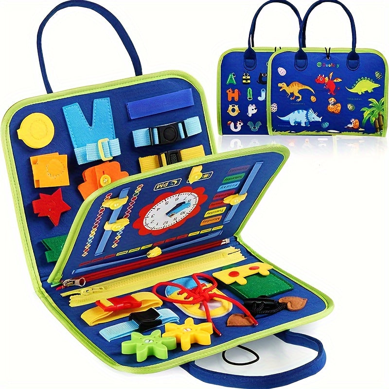 Tablero de actividades para bebés, juguete de tela para juego de coordinación motora para niños pequeños, azul y verde