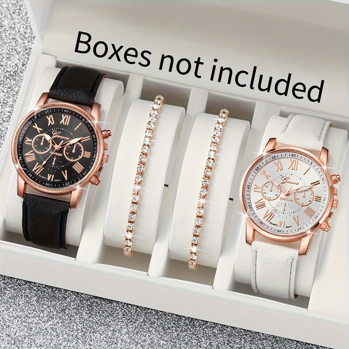 Set of 4 Women's Quartz Watches Silicone Bands Analog Durable Alloy Case