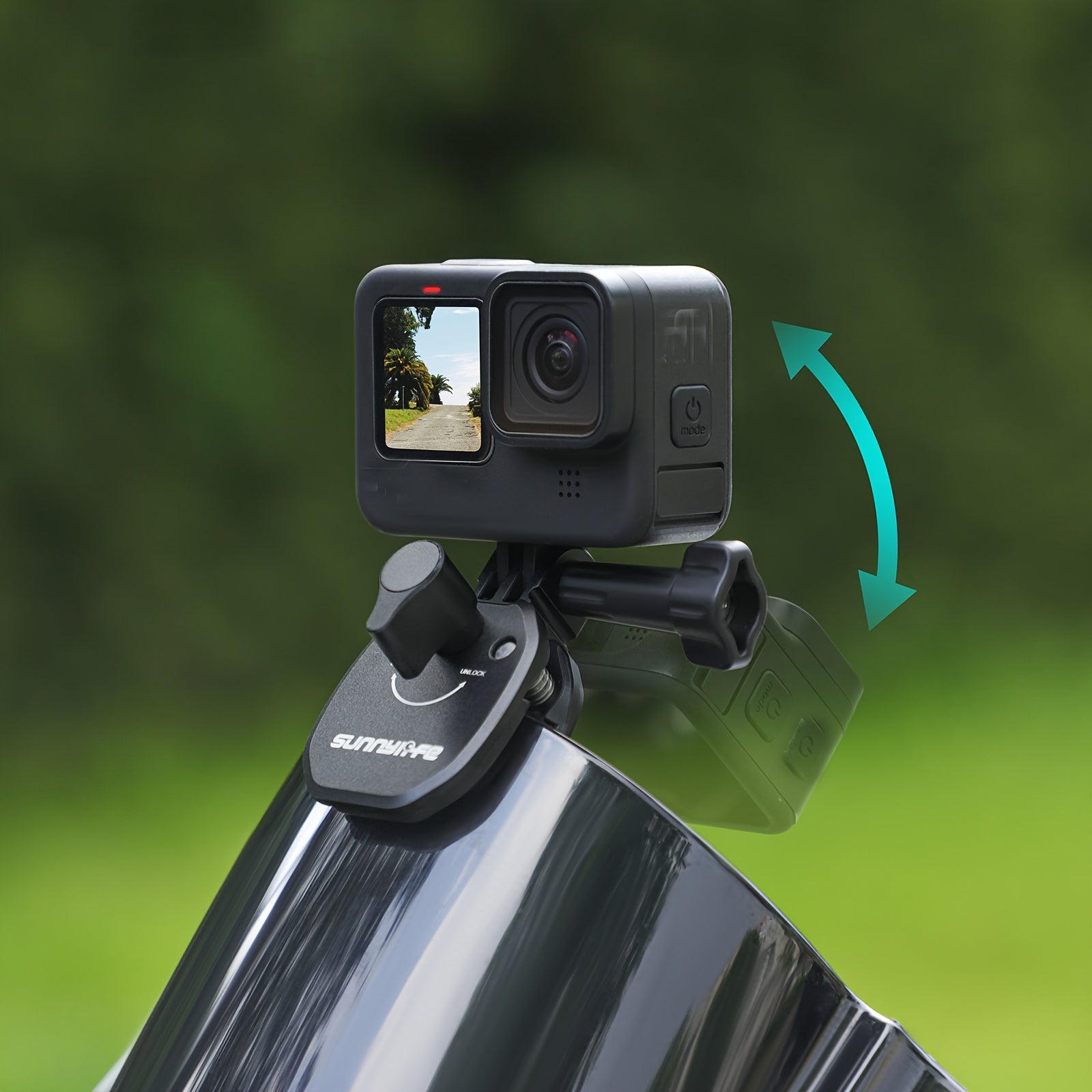 Motorcycle Windshield Action Camera Mount Aluminum Alloy Compatible with HERO8-12, Insta360 X3/X4, DJI Osmo Action