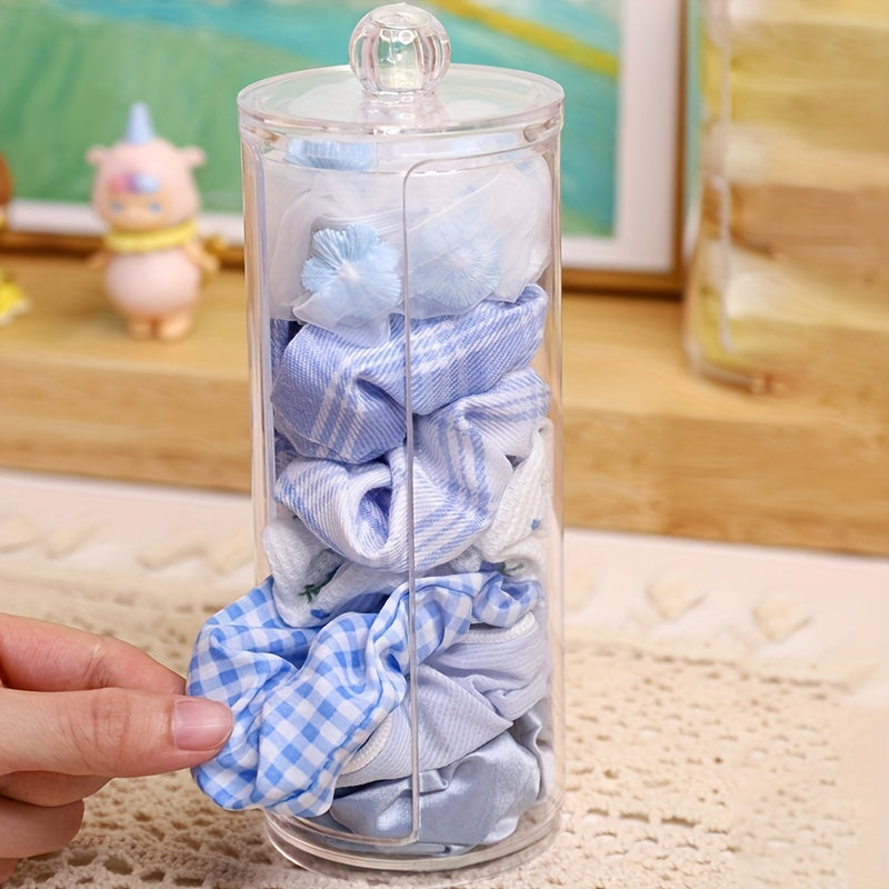 Organizador de lazo para cabello de acrílico y cosméticos para almacenamiento en la encimera del baño