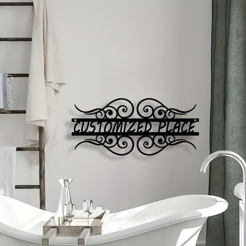 Qora po'latdan tayyorlangan dekorativ xush kelibsiz belgisi, eshik tutqichi, moslashtiriladigan metall kirish san'ati, verandaga va uy manziliga