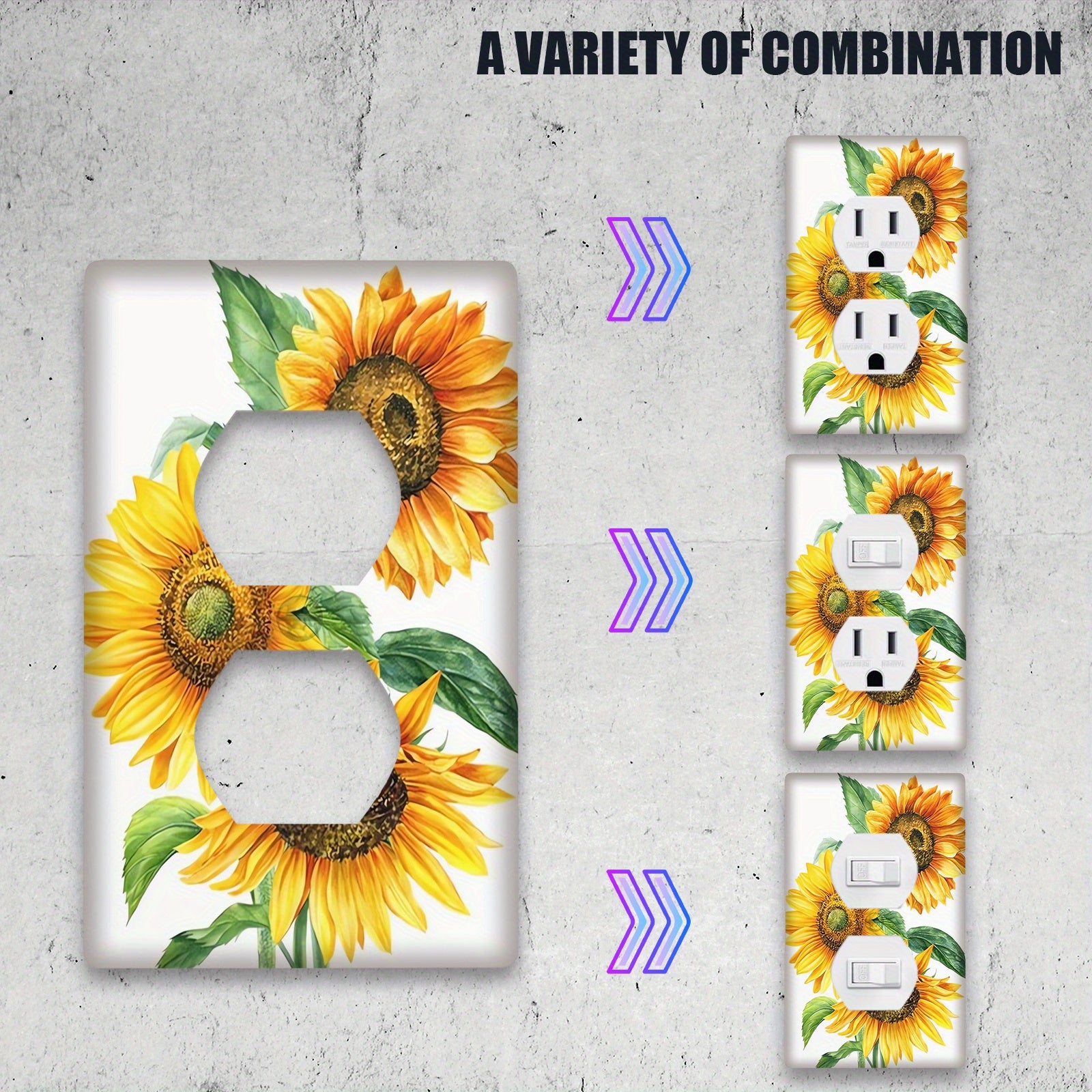 Watercolor Sunflowers Light Switch Cover for 1 or 2 Gang Switches