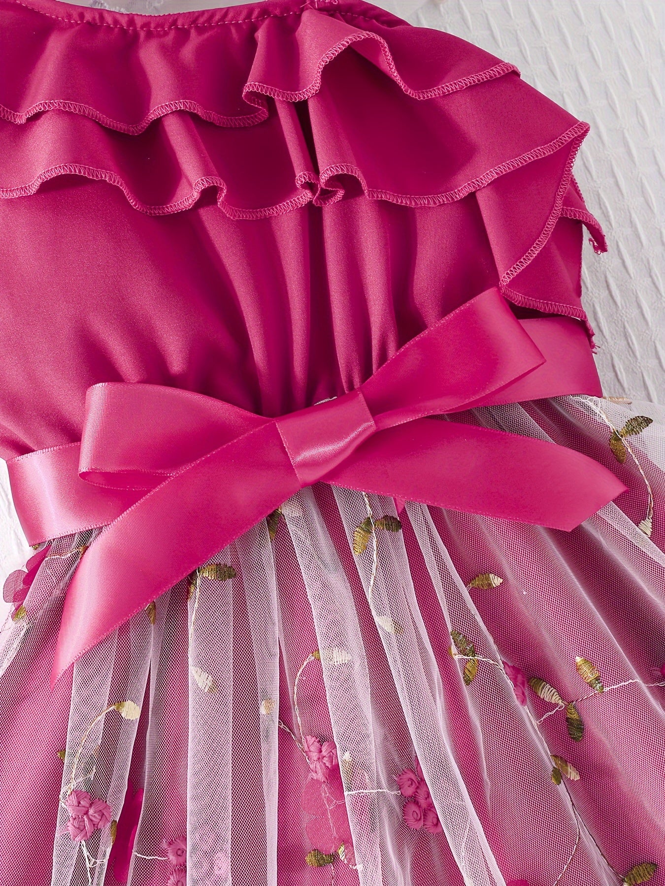 Girls' Floral Cami Tutu Dress with Ruffle Trim for Summer Parties and Holidays