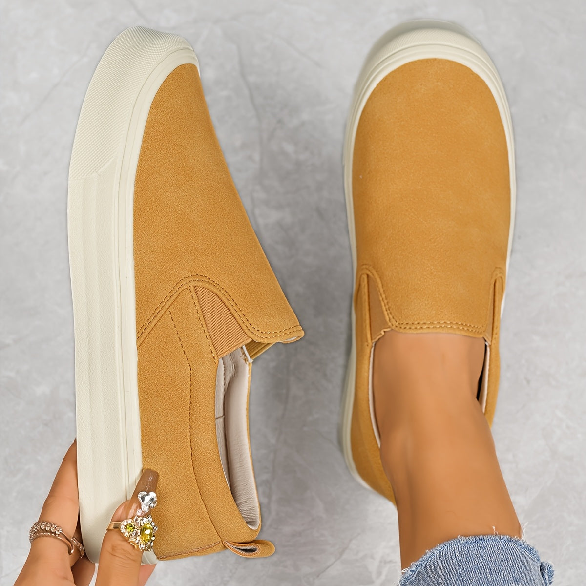 Women's Slip-On Loafers Breathable Flannel Upper Casual All-Season Shoes