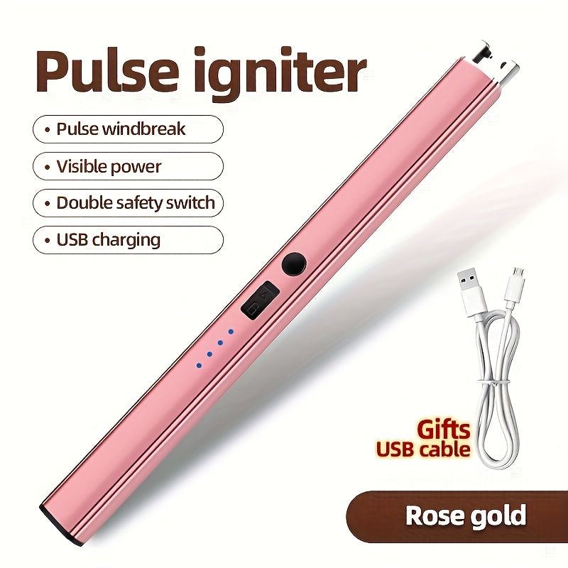 Pink USB Rechargeable Electronic Arc Lighter Windproof Safety Candle Stove