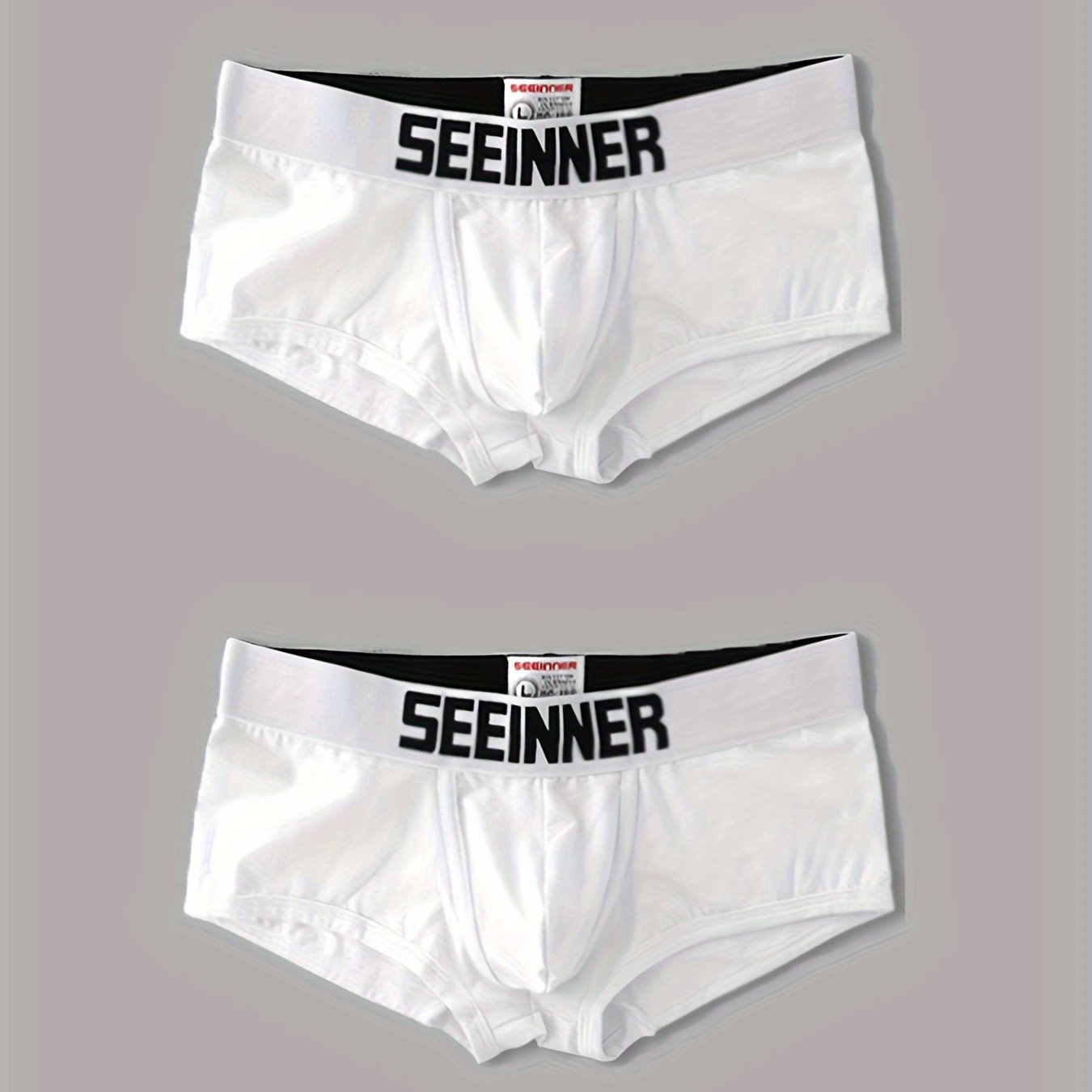 Men's Cotton Boxer Briefs Low Waist Breathable Stretchy Solid Color Shortie Underwear