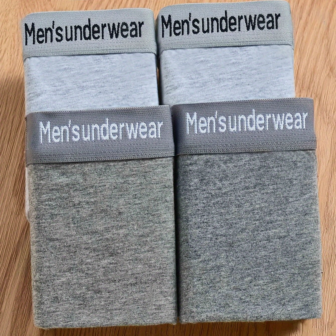 4-Pack Men's Cotton Underwear Shorts Breathable Elastic Waistband Casual Shortie