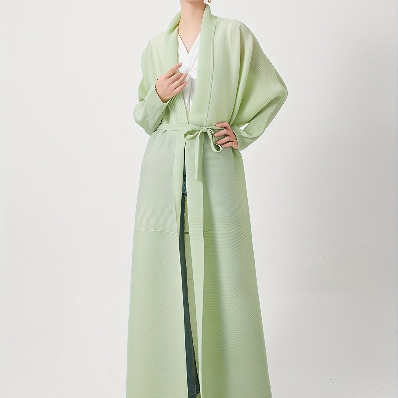 Abaya de manga larga para mujer marrón de ajuste holgado con pantalones de longitud completa