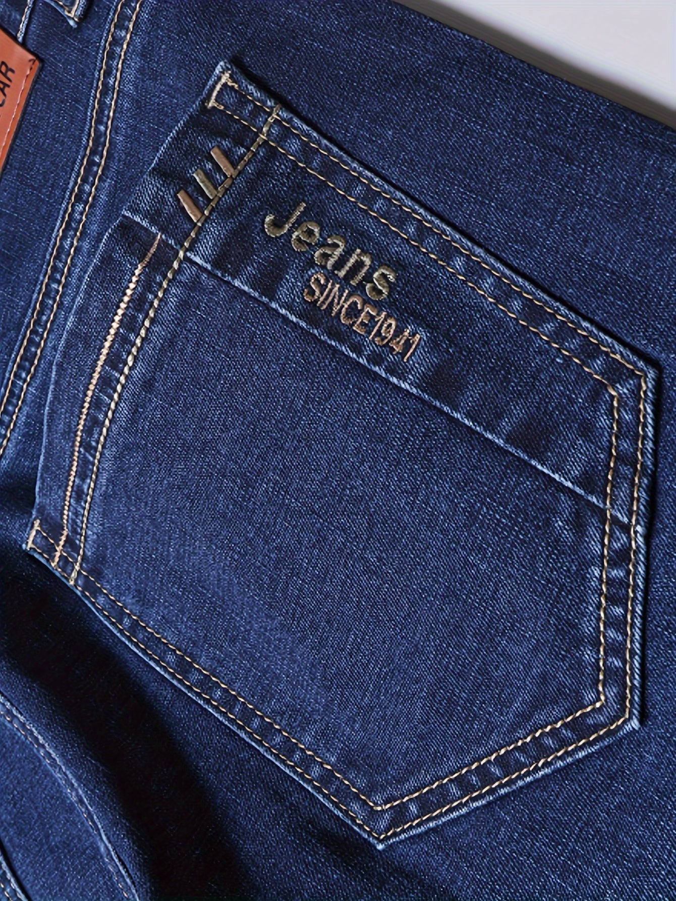 Men's Casual Straight Jeans Classic Blue Denim Regular Fit