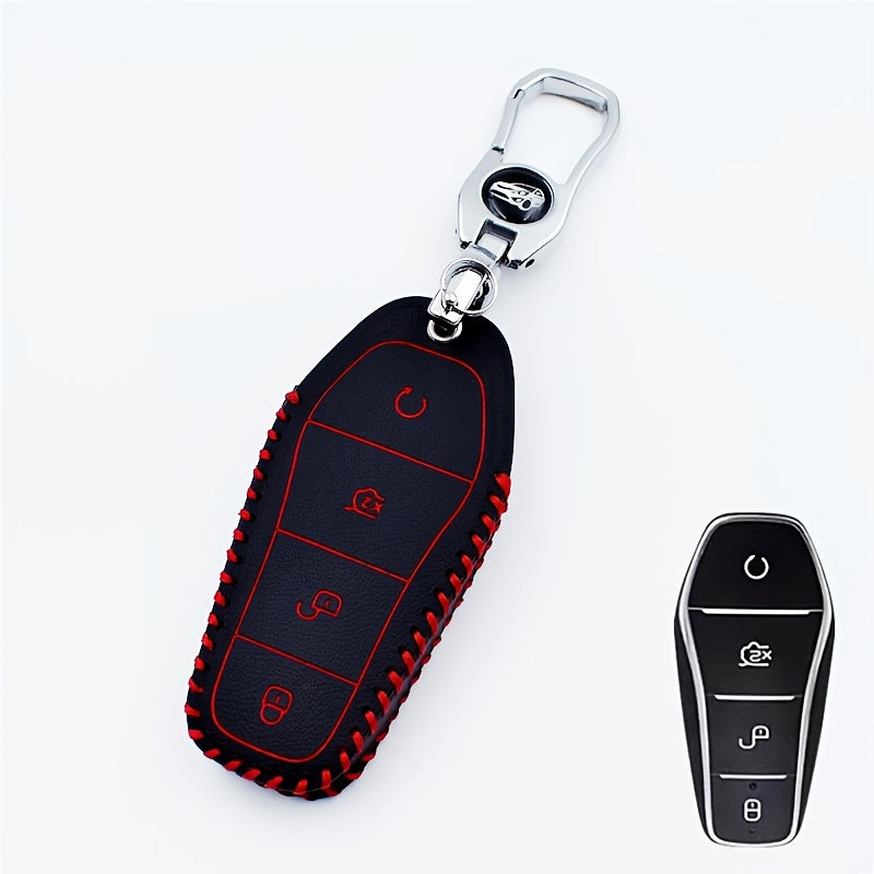 Unisex PU Leather Key Cover for Electric Car Remote with Decorative Pendant