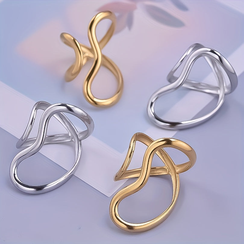 Women's Adjustable Titanium Steel Curved Ring for Daily Wear and Gift
