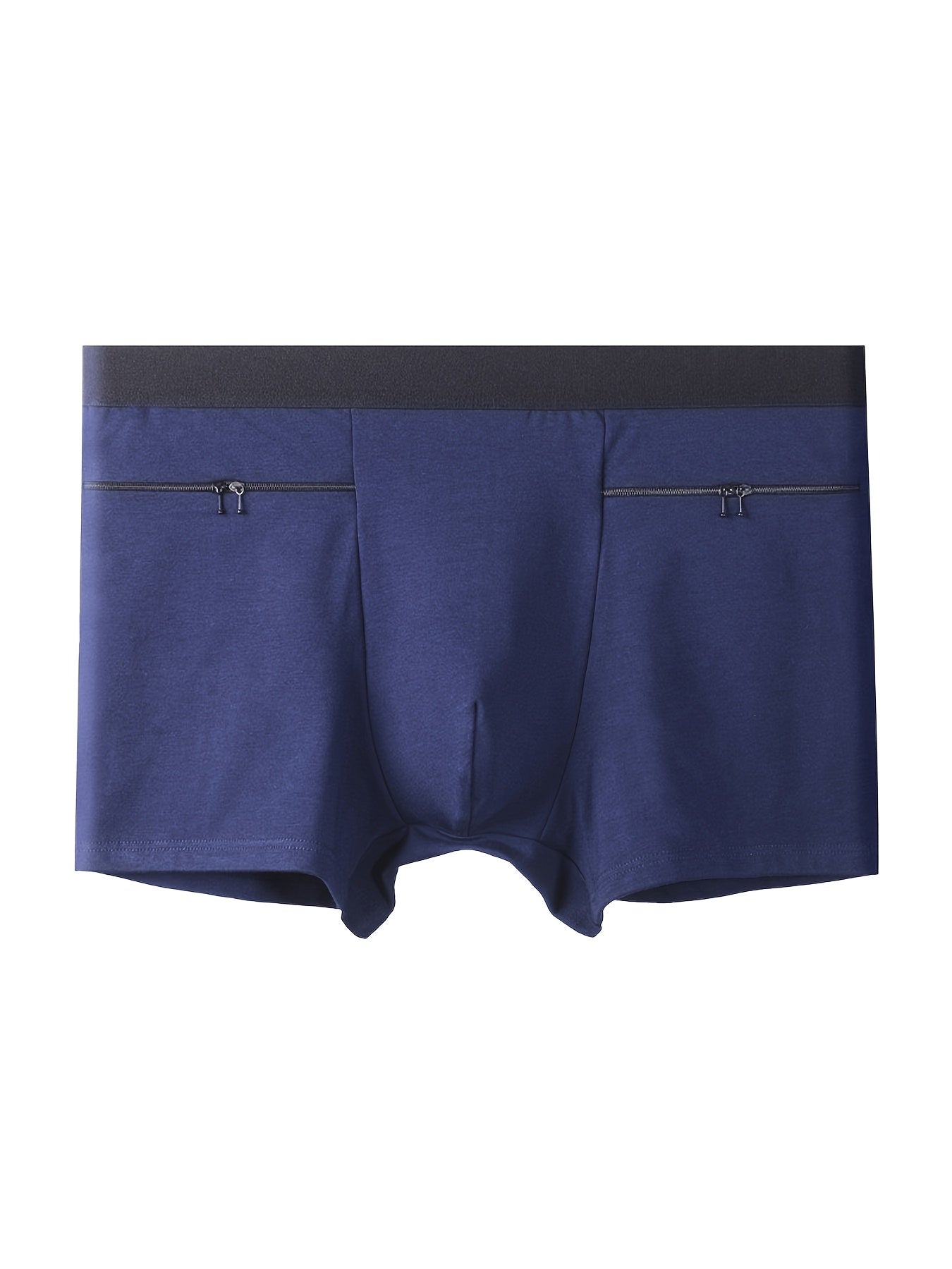 Men's Travel Underwear with Large Pockets Square Cut Double Zipper Cotton Spandex