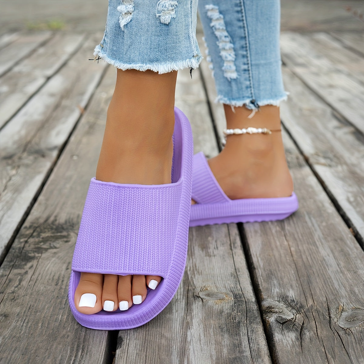 Women's EVA Slide Slippers Non-Slip Indoor Outdoor Beach House Shoes Black