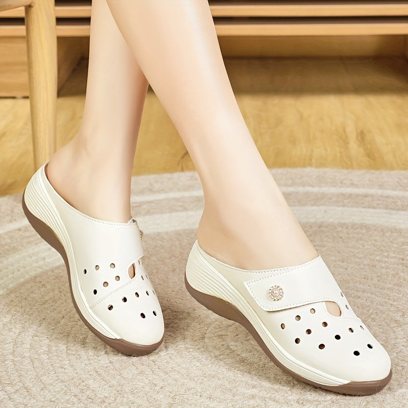 Women's Breathable PU Clogs with Non-Slip TPR Sole Casual Summer Shoes