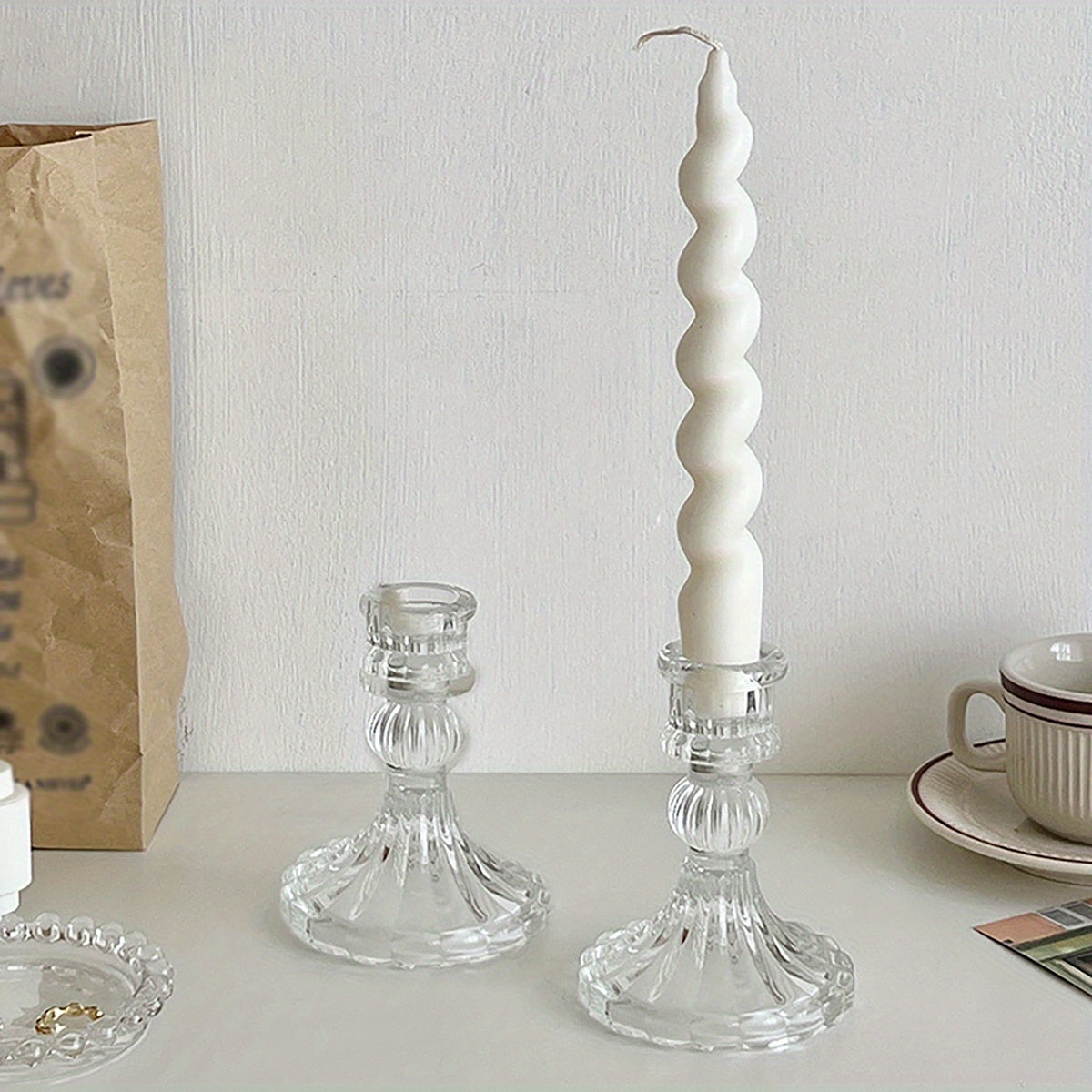 Glass Candle Holder Scandinavian Style for Weddings and Home Decor