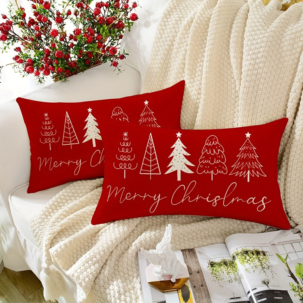 Qizil Rojdestvo yostiq qoplami 45.72x45.72cm yoki 30.48x50.8cm Zipperli Polyester bayram bezaklari