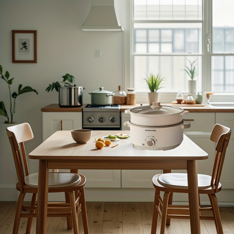 Olla eléctrica con vaporera de acero inoxidable de gran capacidad, multifuncional, fácil de limpiar