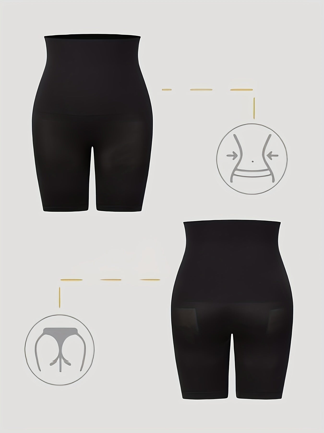 ayollarga mo‘ljallangan shovqinli yuqori belli qorin nazorati shapewear shorti, kattaroq o‘lcham