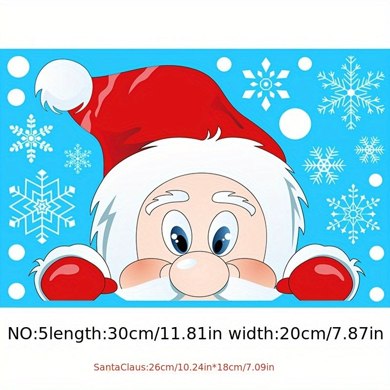 Christmas Window Clings Set with Snowflake and Santa Designs for Holiday Decor