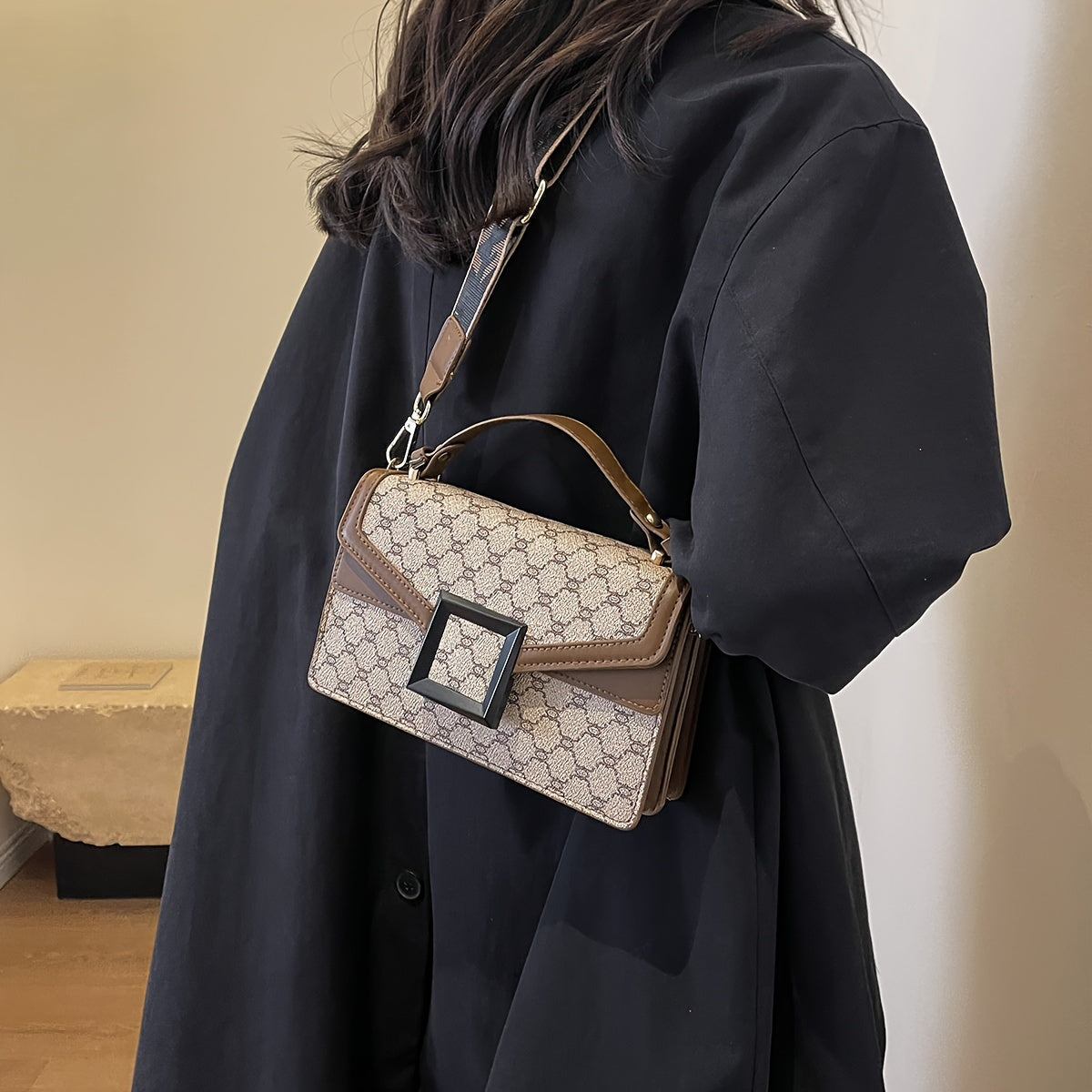 Мини-сумка-квадрат на плечо для женщин, геометрическая, из текстурированного PU, с верхней ручкой, белая, серая, кофейная