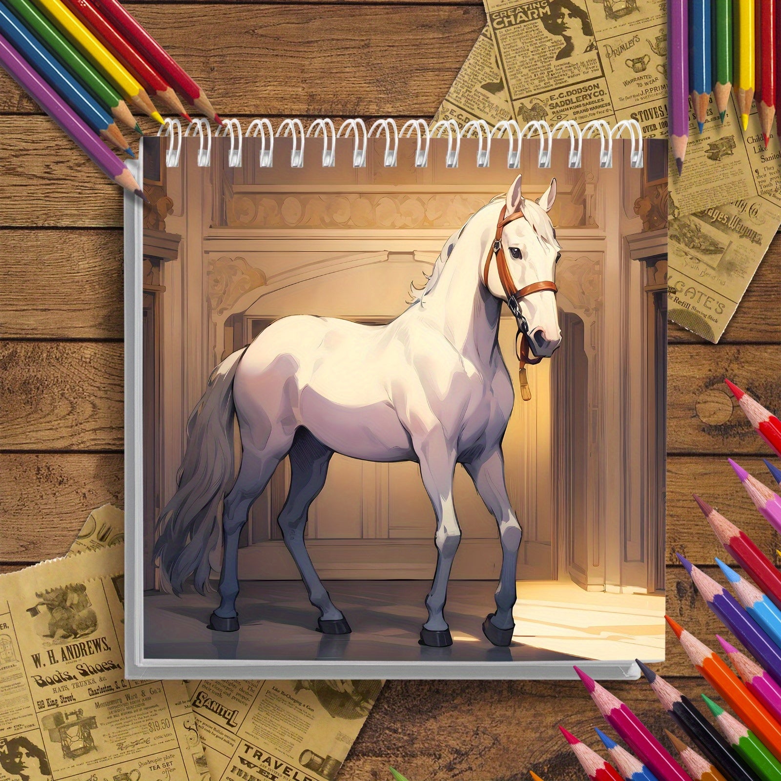 Libro para colorear de caballos adultos con páginas gruesas para relajarse y regalar