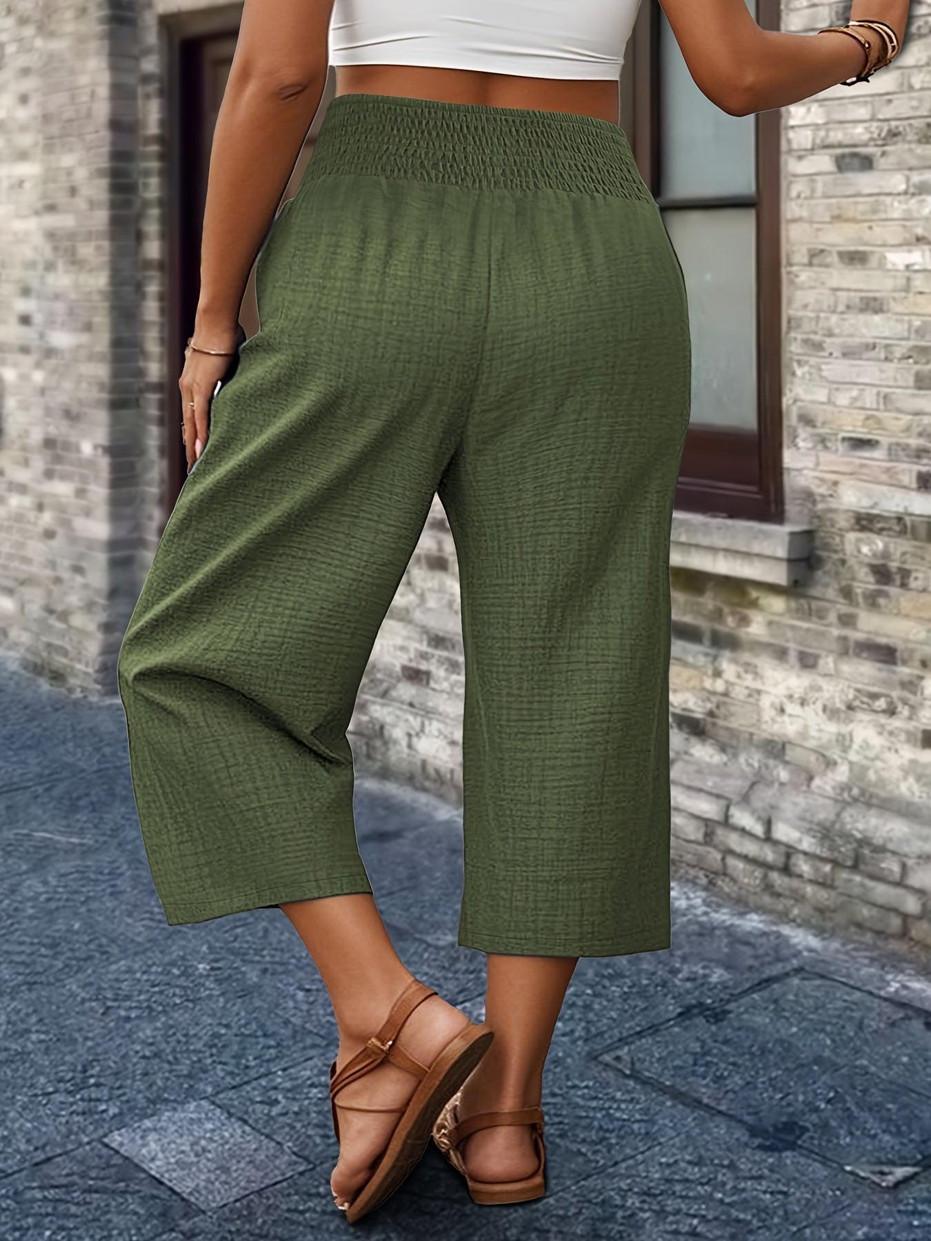 Pantalones cortos de pierna recta de talla grande para mujer, de tiro alto, aspecto de mezclilla negro