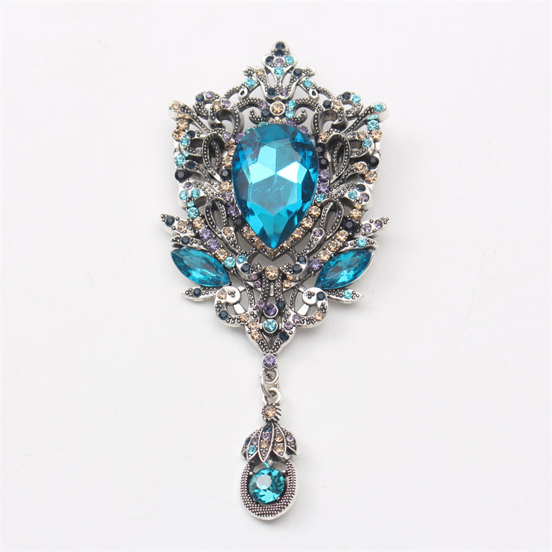 Enamel Irregular Flower Shaped Rhinestone Brooch for Women Stylish Pin Jewelry Gift