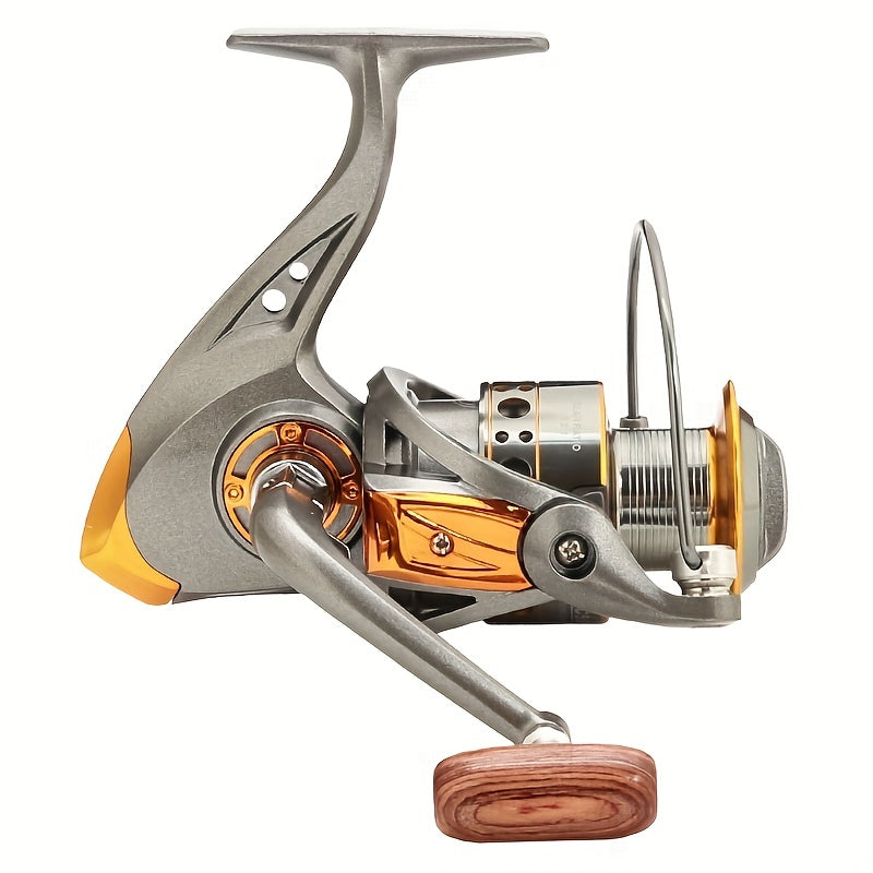 High-Performance Spinning Fishing Reel Stainless Steel Copper Aluminum Alloy Smooth Bearings Wooden Handle for Freshwater Saltwater