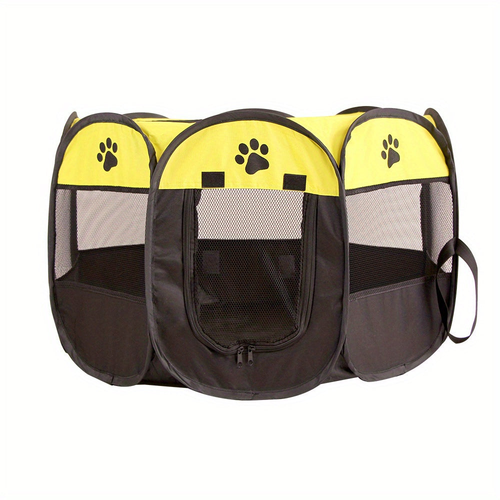 Foldable Cat Tent Bed with Paw Print Design, Polyester, Indoor Outdoor Use