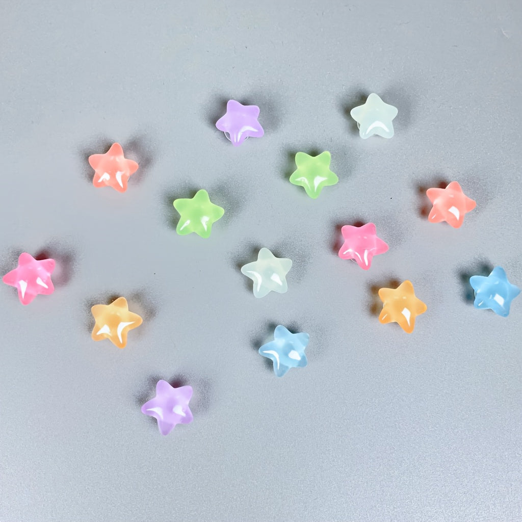 Unisex ABS Glow-in-the-Dark Five-Pointed Star Shoe Charm Set Colorful Wearable