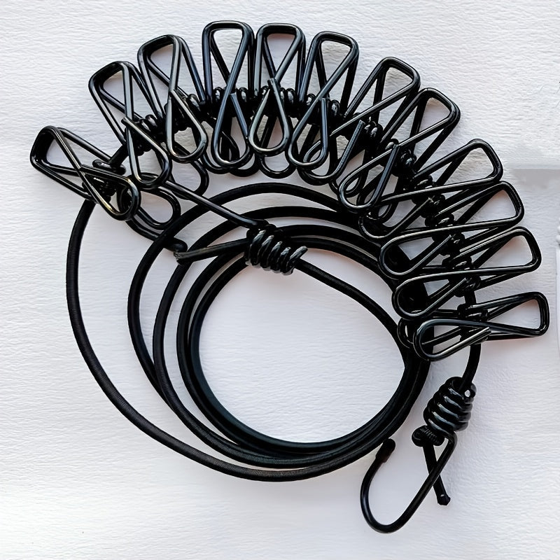 Tendedero retráctil portátil con 12 clips para uso en interiores y exteriores