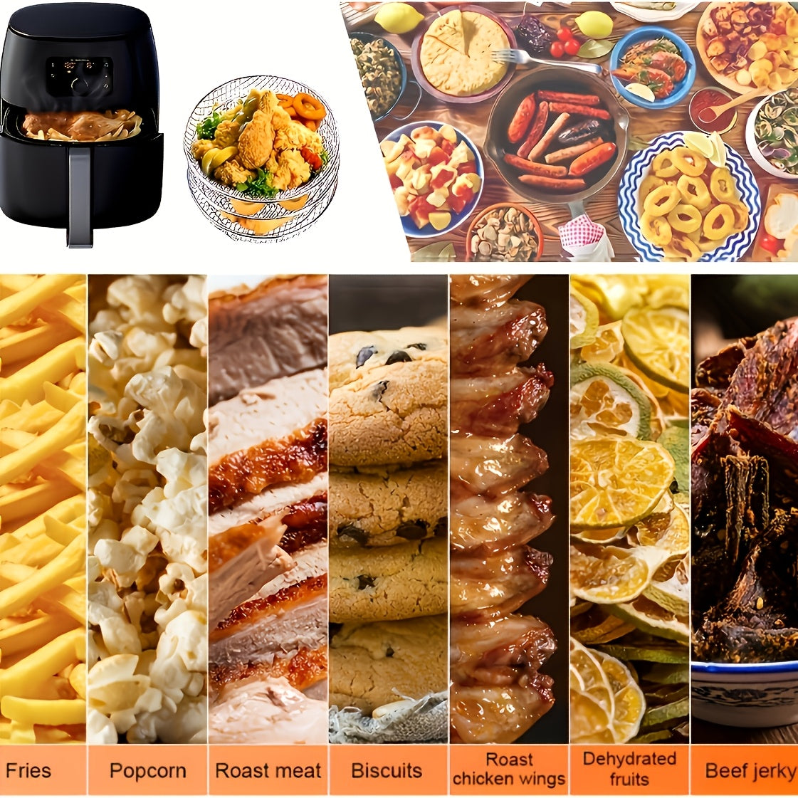 Havo fritüri uchun uch qavatli quritish racklarini oling, shuningdek, idishlarni yuvish mashinasida tozalash mumkin bo'lgan havo fritüri savatlari. Bu havo fritüri aksessuarlari pechlar, bosimli qozonlar va ko'pchilik havo fritüri bilan mos keladi.