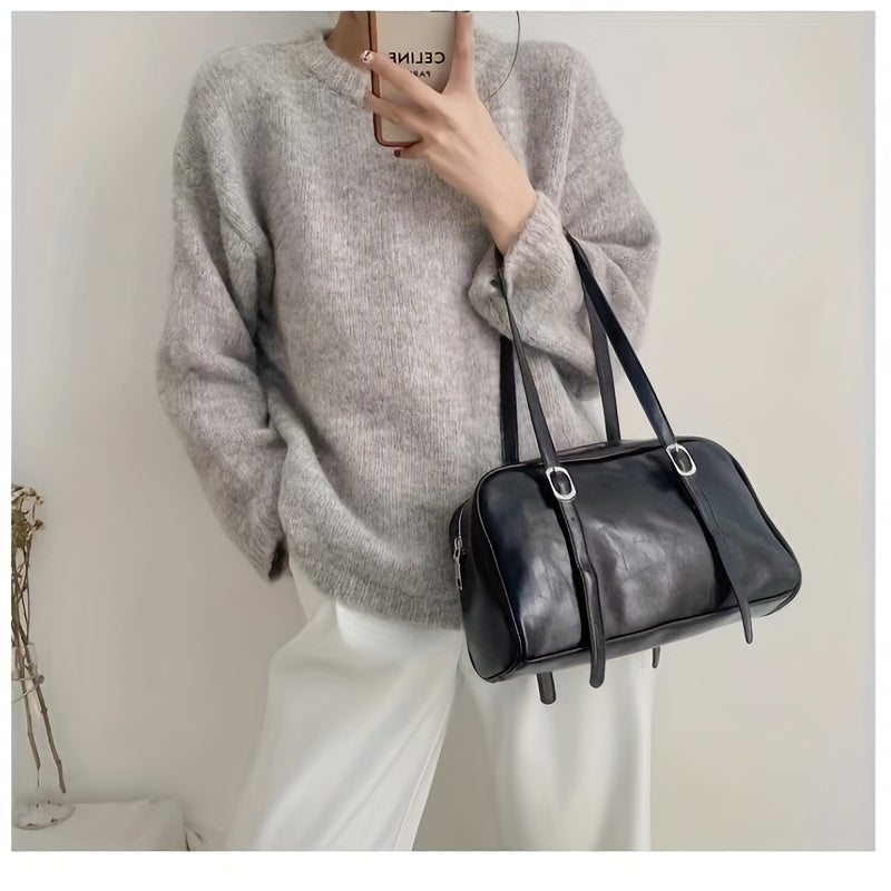 Bolso de hombro para chicas de invierno, gran capacidad, cuero suave, resistente al agua, casual